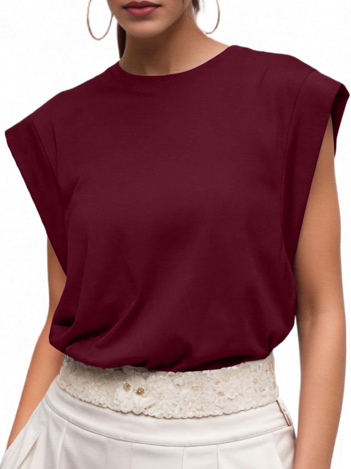 Ossian | Women's Cap Sleeve Crew Neck Relaxed Fit T-Shirt
