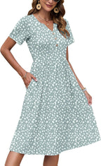Ninian | Women's Floral Short Sleeve Summer Midi Sundress