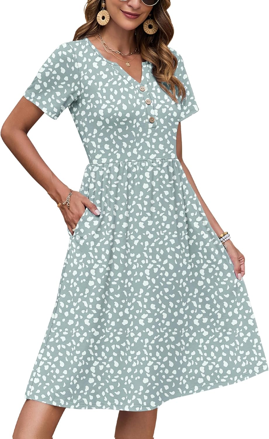 Ninian | Women's Floral Short Sleeve Summer Midi Sundress