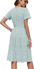 Ninian | Women's Floral Short Sleeve Summer Midi Sundress