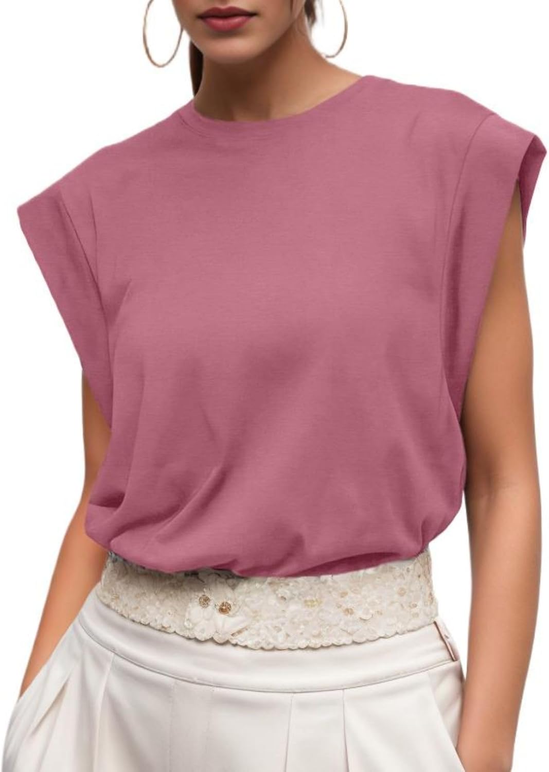 Ossian | Women's Cap Sleeve Crew Neck Relaxed Fit T-Shirt