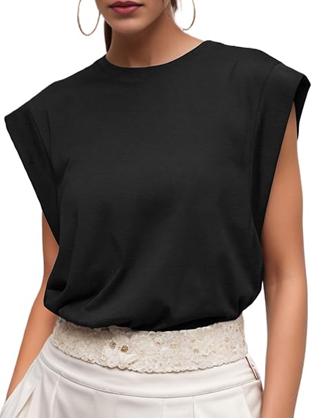 Ossian | Women's Cap Sleeve Crew Neck Relaxed Fit T-Shirt