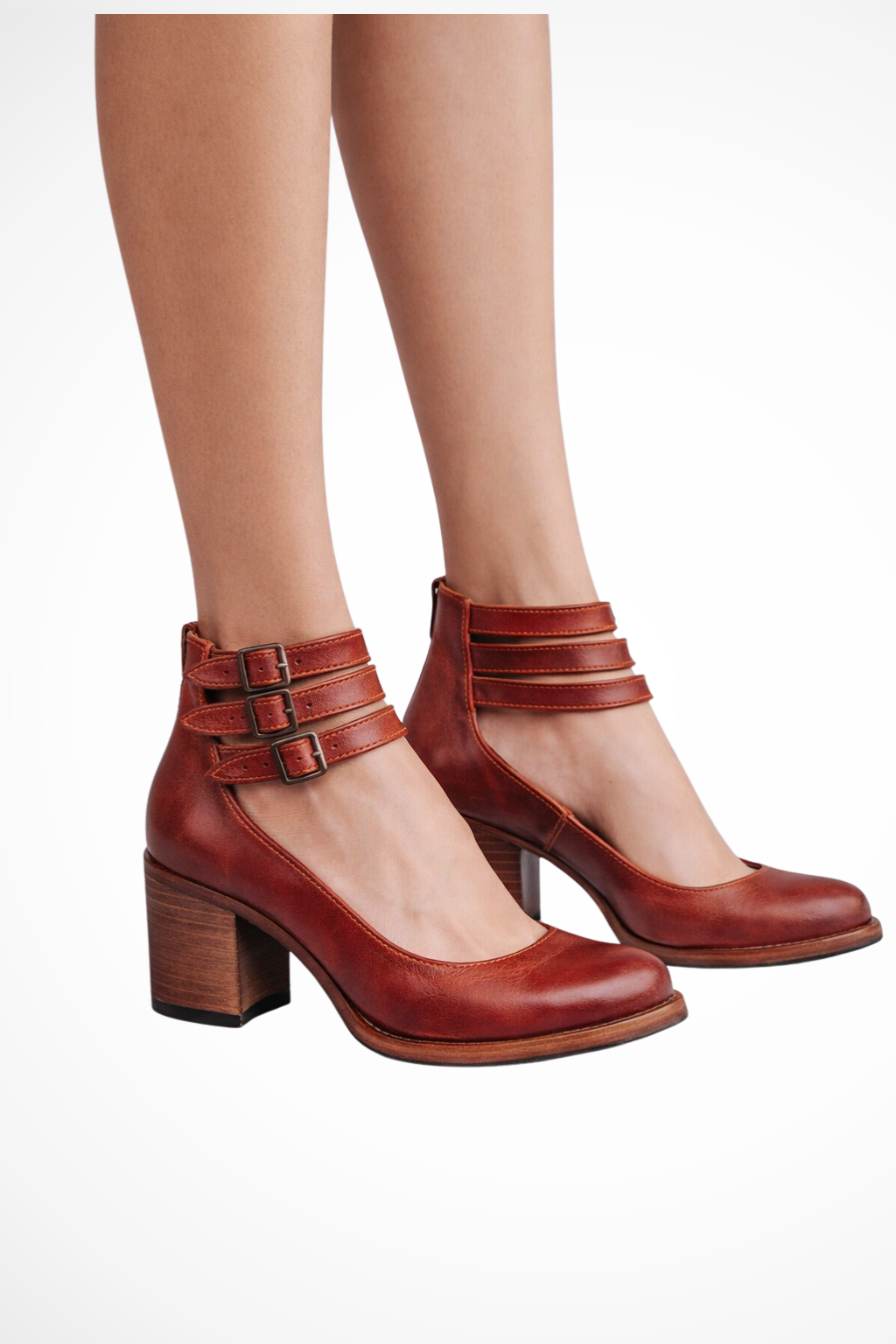 Evangeline | Women's Strappy Double Buckle Ankle Strap Heels