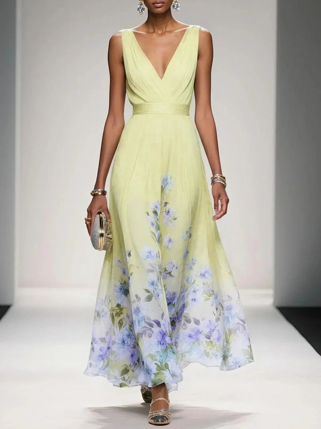 Raina | Women's Floral Chiffon Summer Maxi Dress