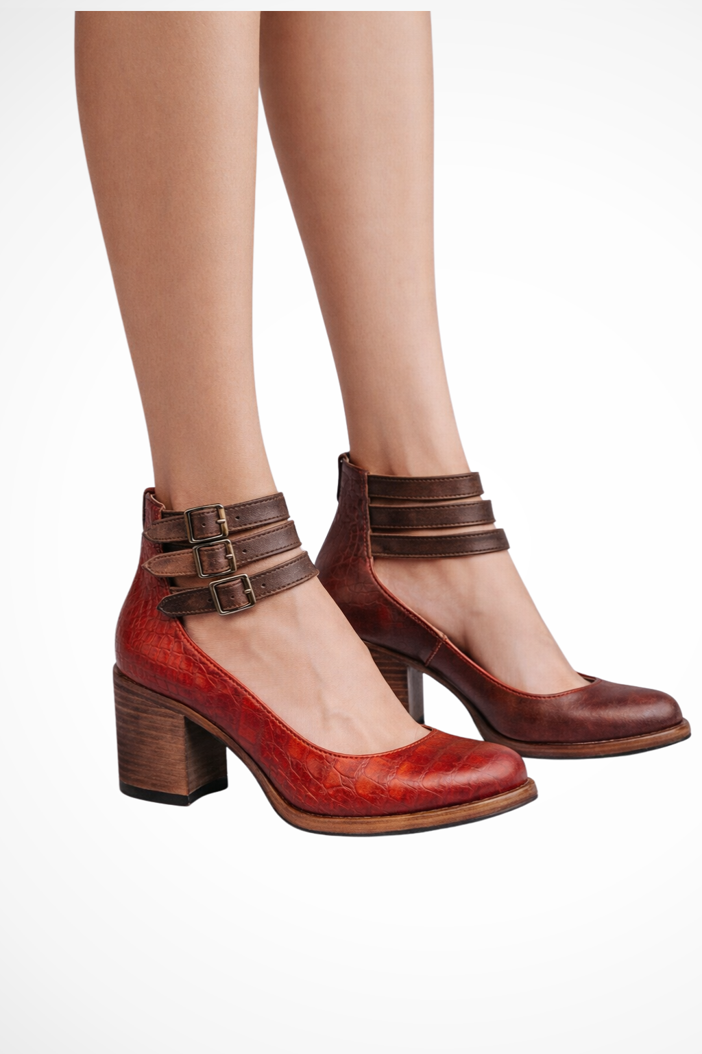 Evangeline | Women's Strappy Double Buckle Ankle Strap Heels
