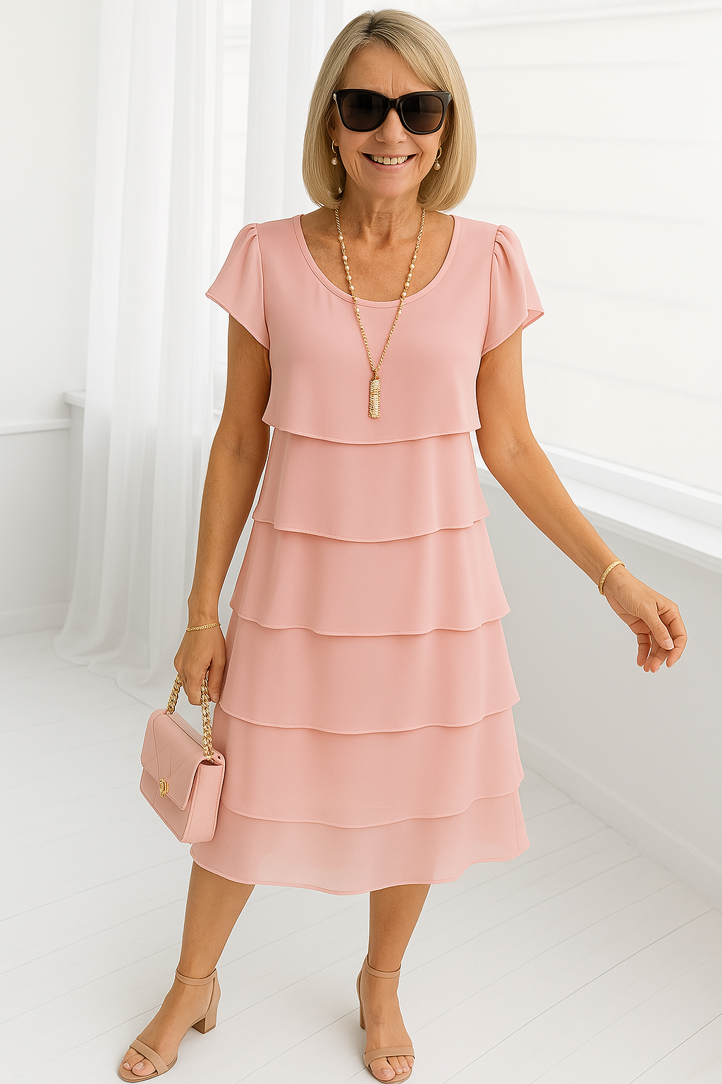 Karen | Women's Layered Short Sleeve Summer Dress
