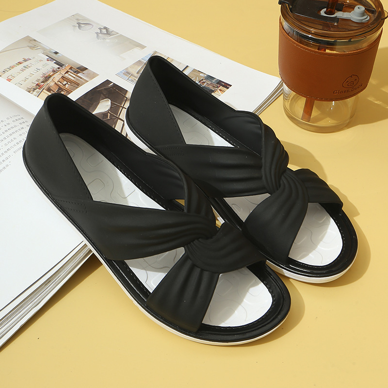 Elio | Women's Twisted Knot Cross Strap Flat Slides