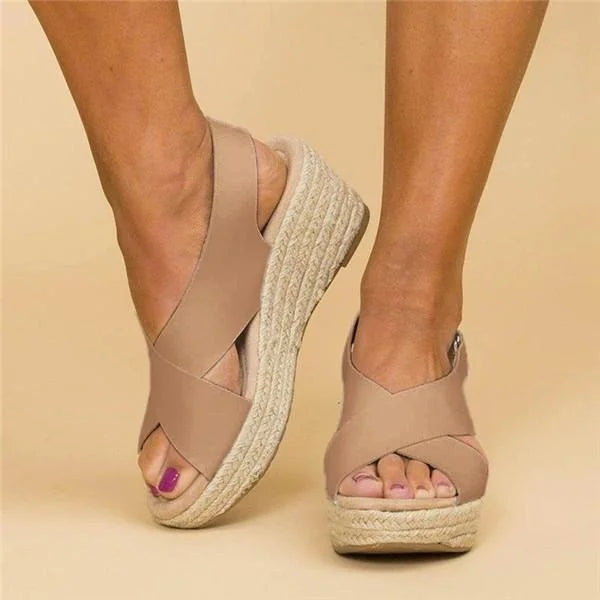 Gudrun | Women's Cross Strap Espadrille Wedge Sandals