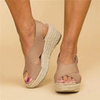 Gudrun | Women's Cross Strap Espadrille Wedge Sandals