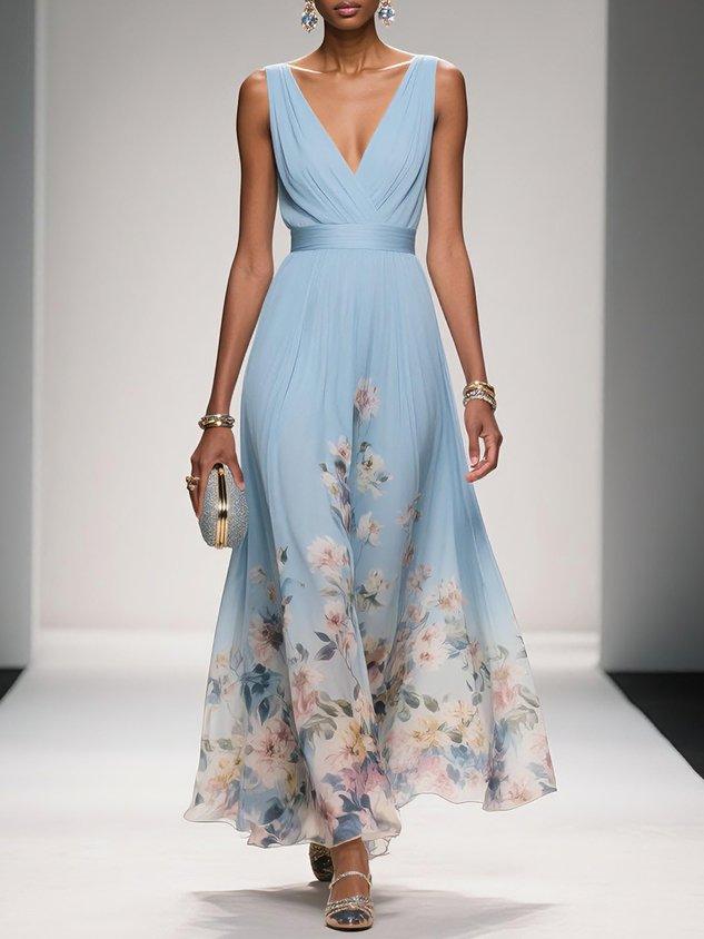 Raina | Women's Floral Chiffon Summer Maxi Dress