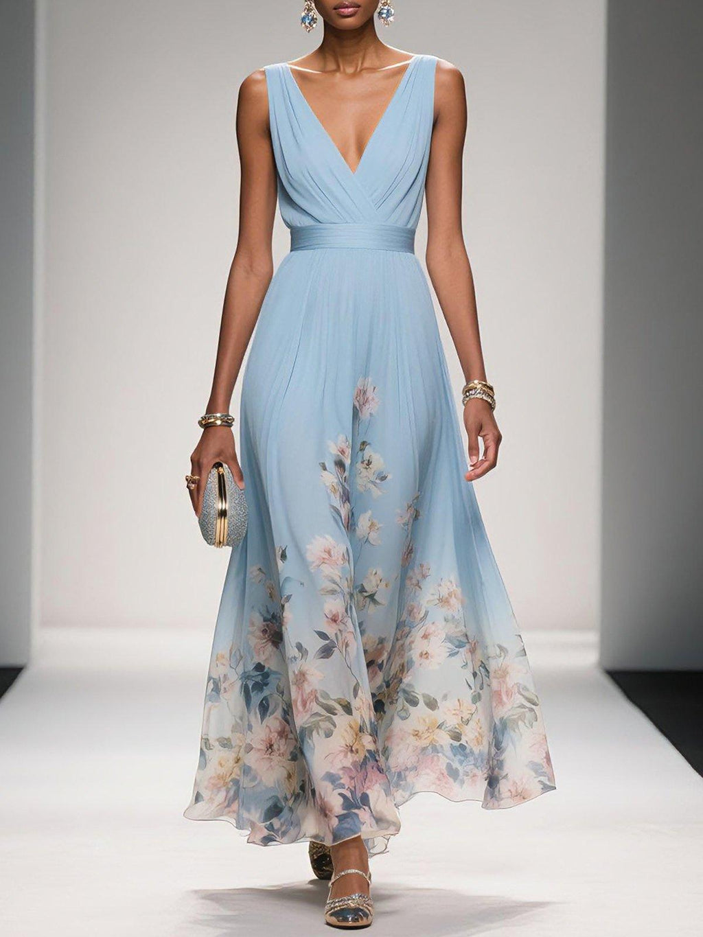 Raina | Women's Floral Chiffon Summer Maxi Dress