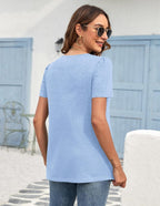 Godfrey | Women's Puff Sleeve Pleated Front Round Neck Loose Top