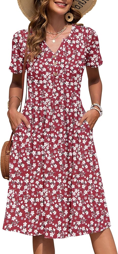 Ninian | Women's Floral Short Sleeve Summer Midi Sundress