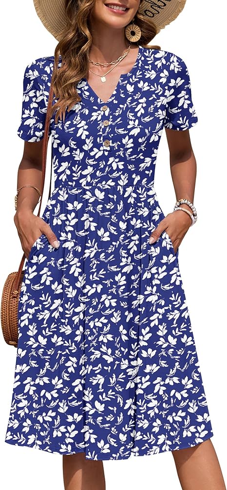 Ninian | Women's Floral Short Sleeve Summer Midi Sundress