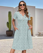 Ninian | Women's Floral Short Sleeve Summer Midi Sundress