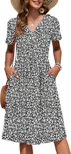 Ninian | Women's Floral Short Sleeve Summer Midi Sundress