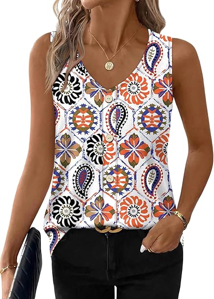 Quentin | Women's Printed Sleeveless Vest Top