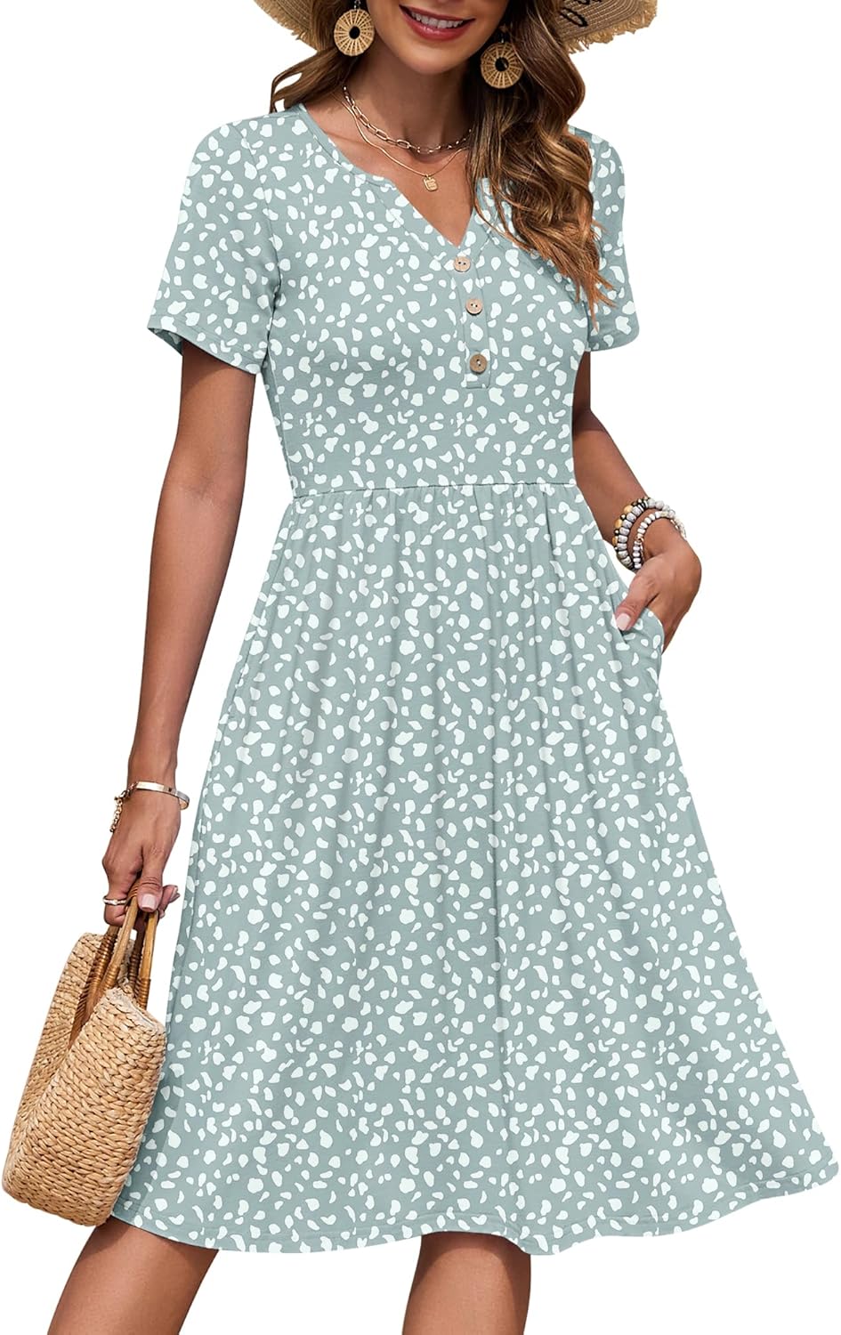 Ninian | Women's Floral Short Sleeve Summer Midi Sundress