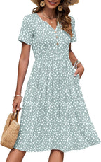 Ninian | Women's Floral Short Sleeve Summer Midi Sundress