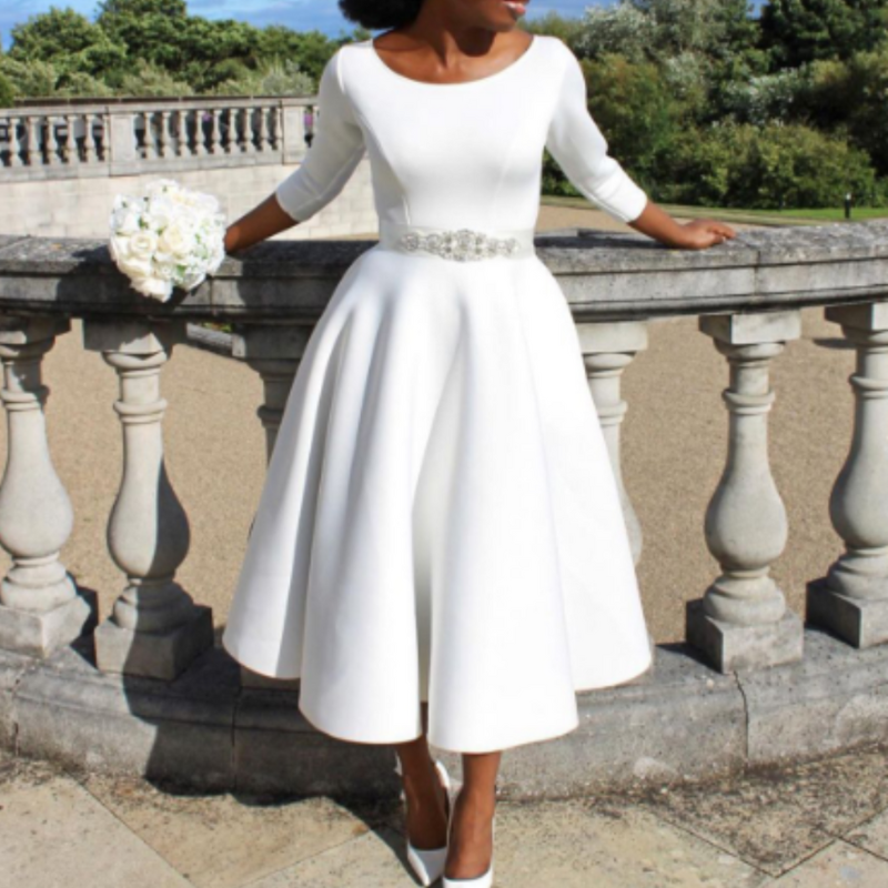 Chloe | Women's A Line Midi Wedding Guest Dress
