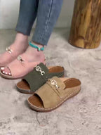 Nile | Women's Embellished Slip-On Flat Slide Sandals