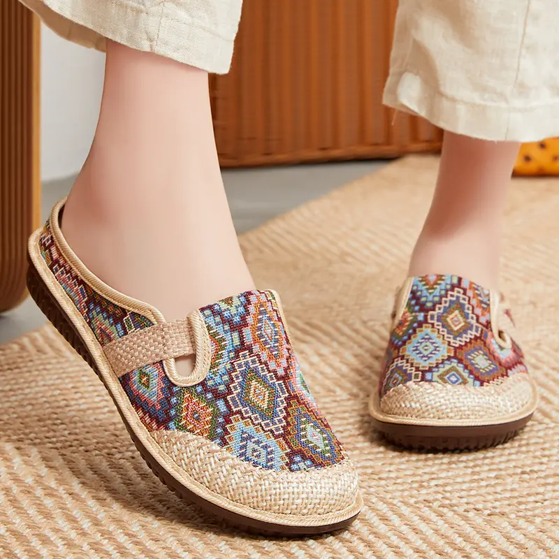 Neraya | Women's Boho Embroidered Slip-On Mule Clogs