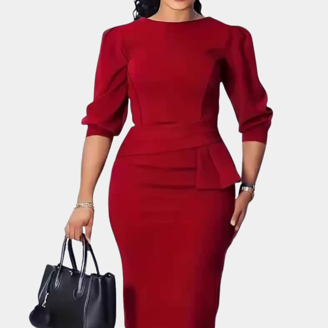 Claudine | Women's Ruffle Waist Wedding Midi Dress