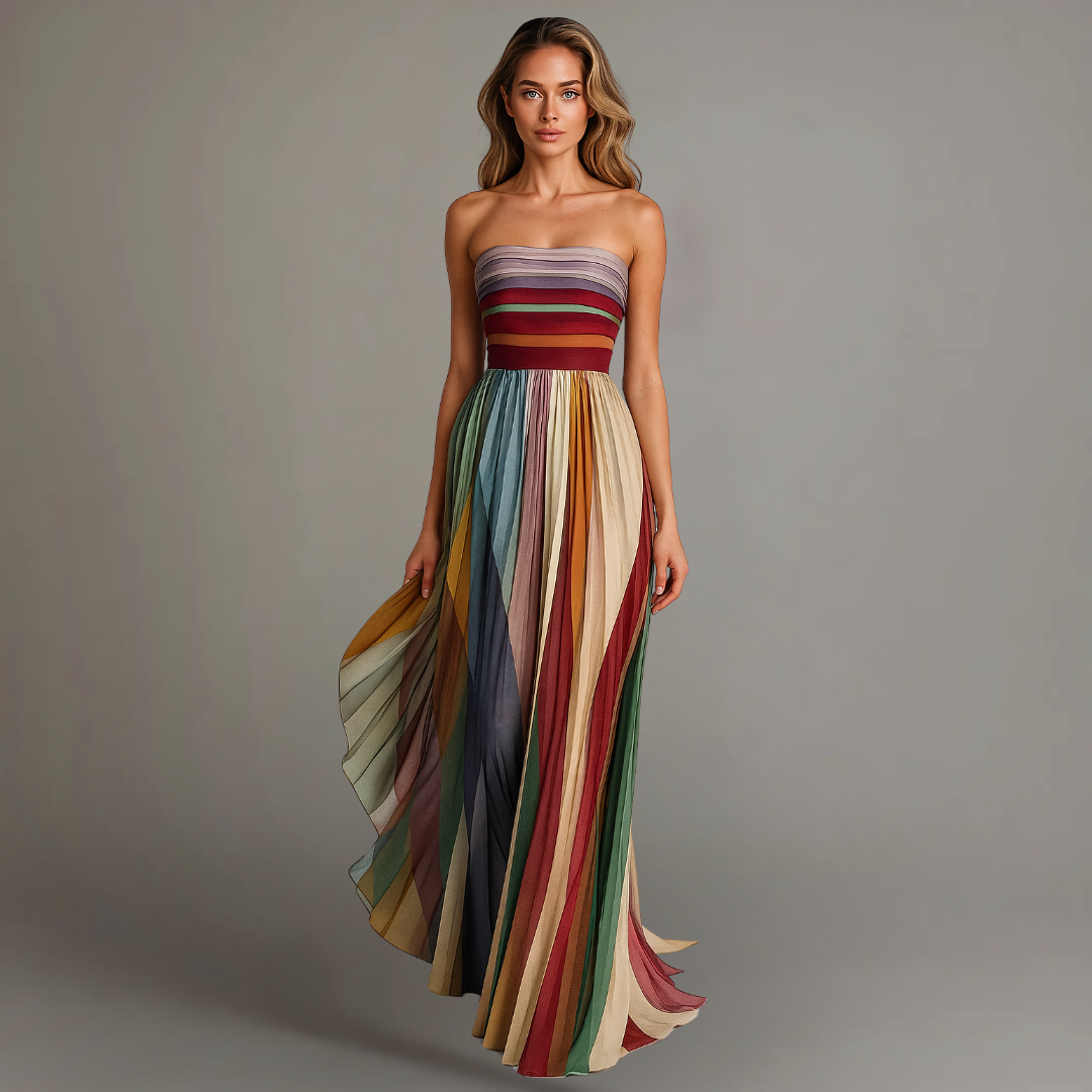 Judith | Women's Strapless Pleated Maxi Dress