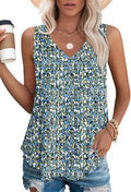 V Neck-floral Blue