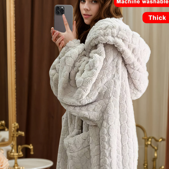 Grace & Jess | Cozy Coral Fleece Hooded Robe