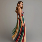 Judith | Women's Strapless Pleated Maxi Dress