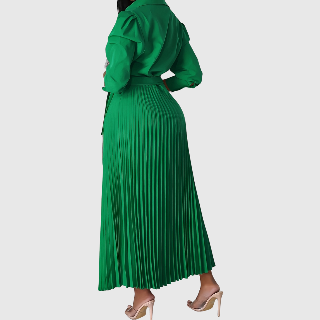 Evelina | Women's Pleated Wrap Midi Dress