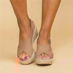 Gudrun | Women's Cross Strap Espadrille Wedge Sandals
