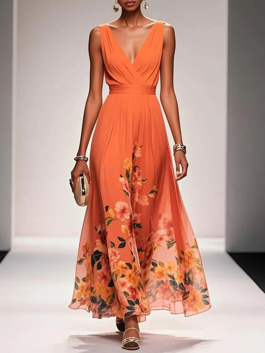 Raina | Women's Floral Chiffon Summer Maxi Dress