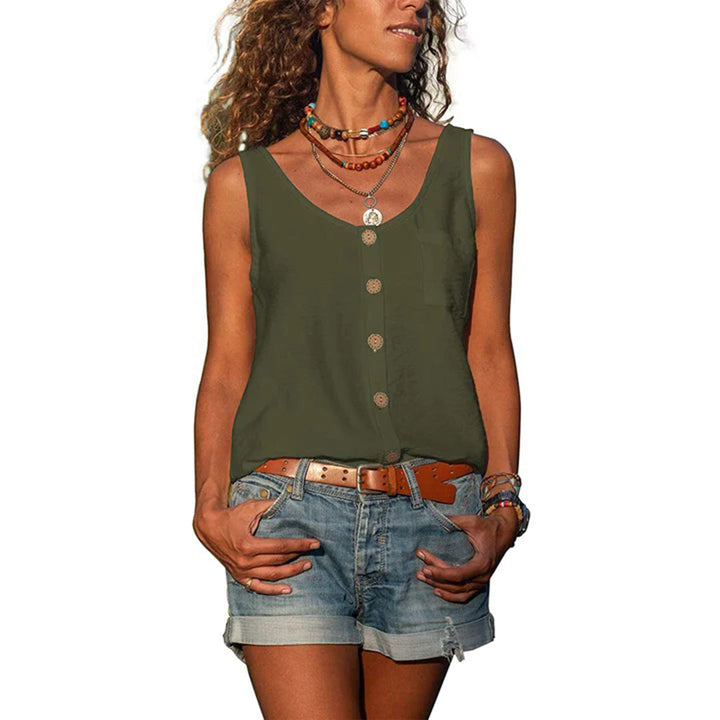 Heloise | Women's Casual Sleeveless Button Front Tank Top
