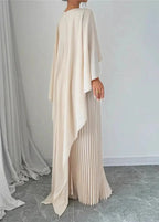 Elene | Women's Pleated Cape Wedding Guest Maxi Dress