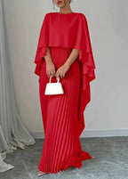 Amelia | Women's Pleated Maxi Dress with Cape
