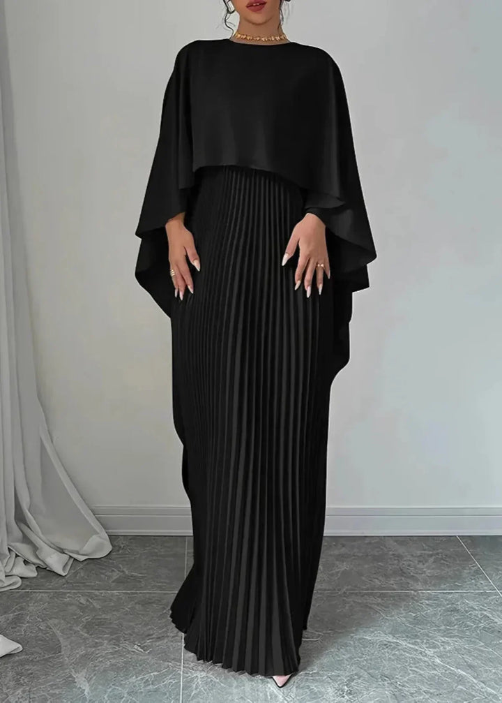 Elene | Women's Pleated Cape Wedding Guest Maxi Dress