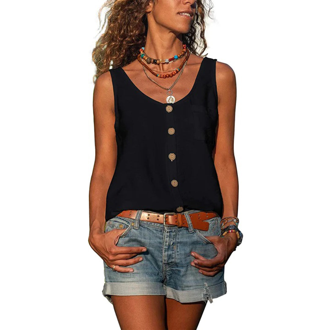 Heloise | Women's Casual Sleeveless Button Front Tank Top