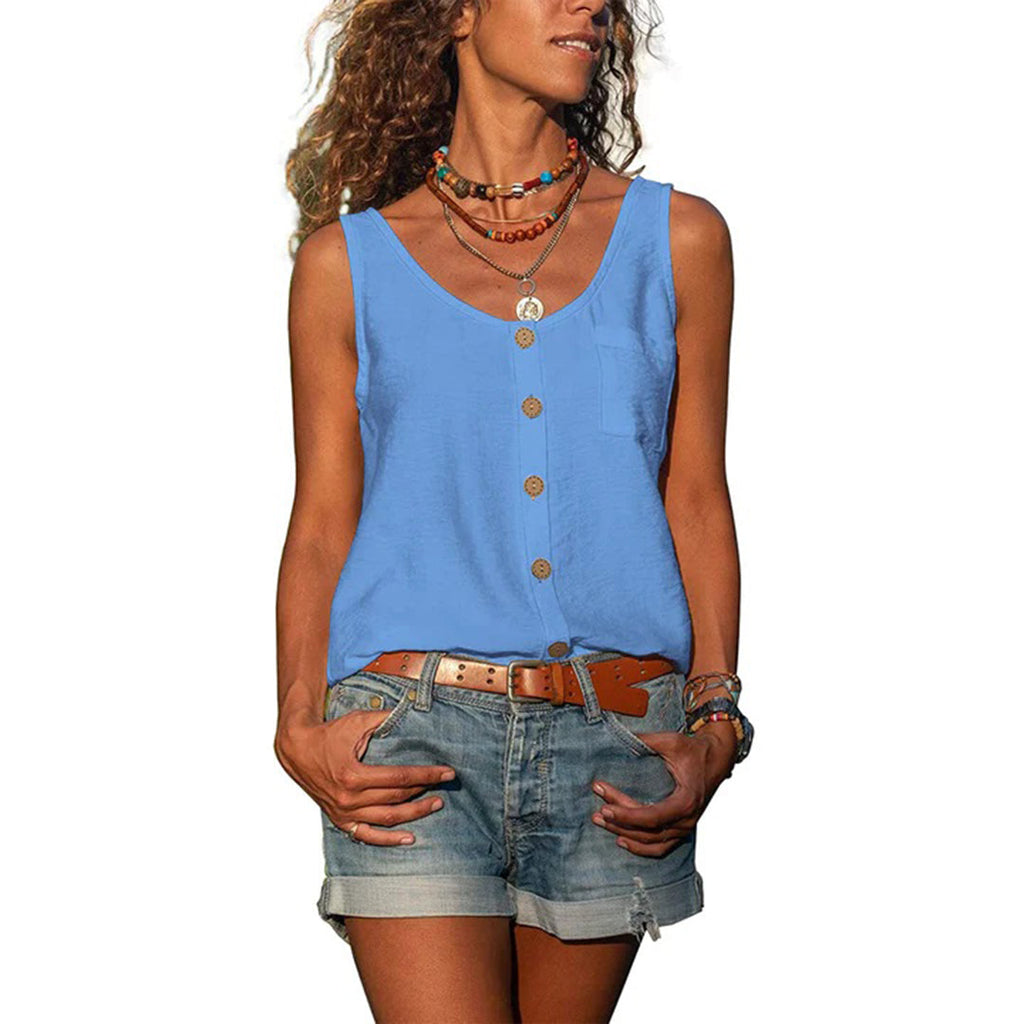Heloise | Women's Casual Sleeveless Button Front Tank Top