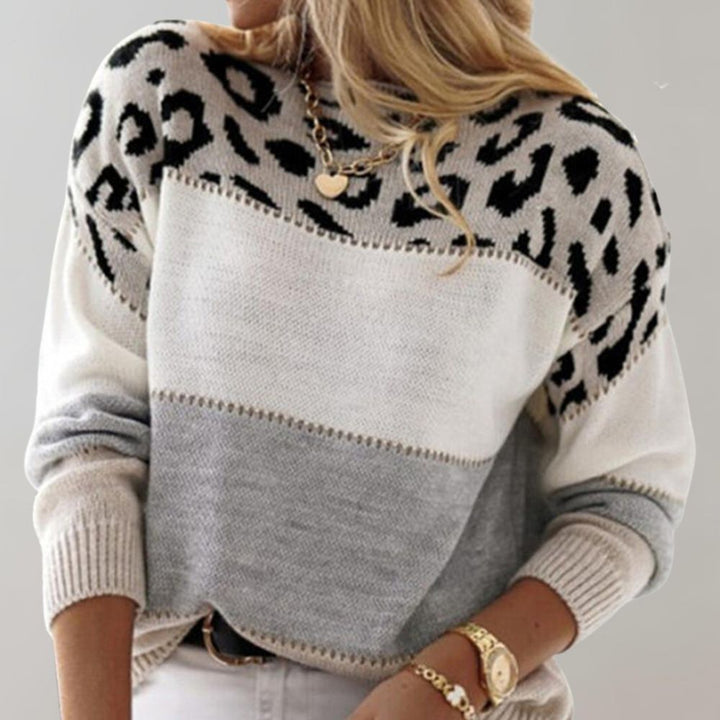 Amalia | Chic Leopard Patchwork Sweater