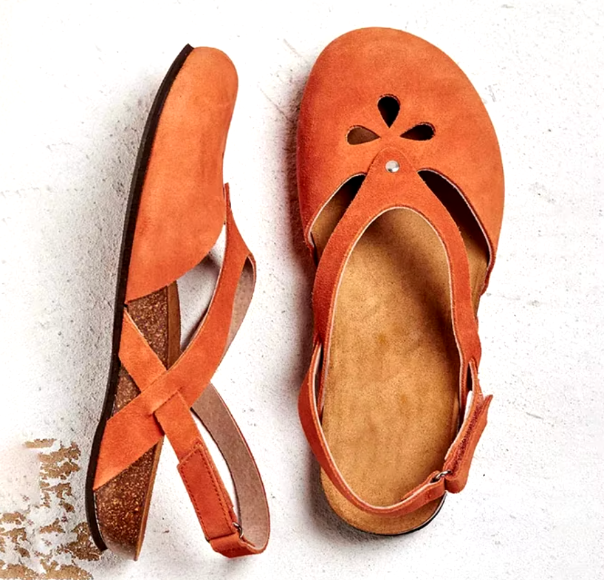 Leander | Women's Cut-Out Toe Slingback Flat Sandals