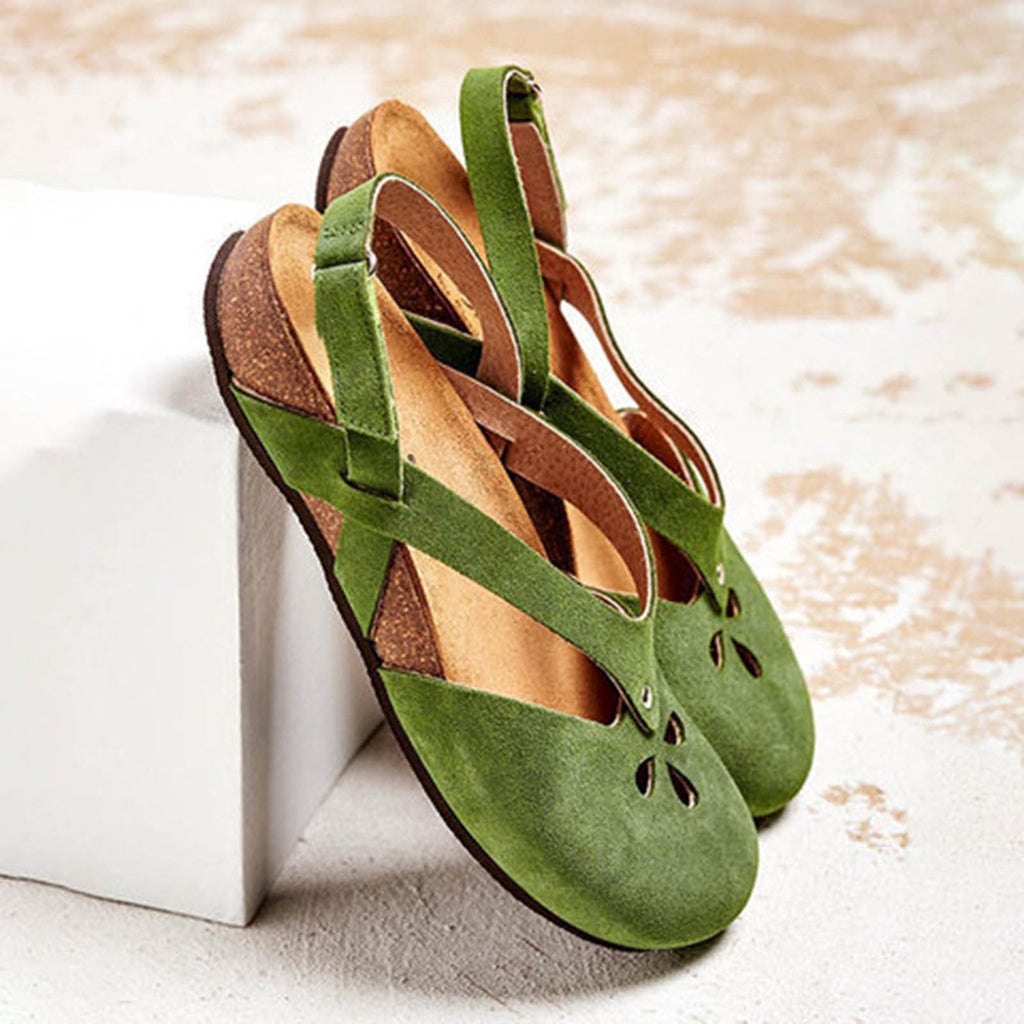Leander | Women's Cut-Out Toe Slingback Flat Sandals