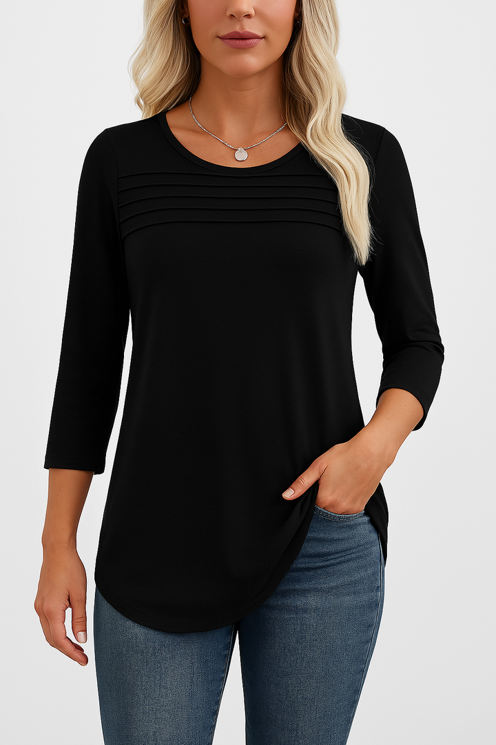Grace & Jess | PLEATED FRONT 3/4 SLEEVE TOP