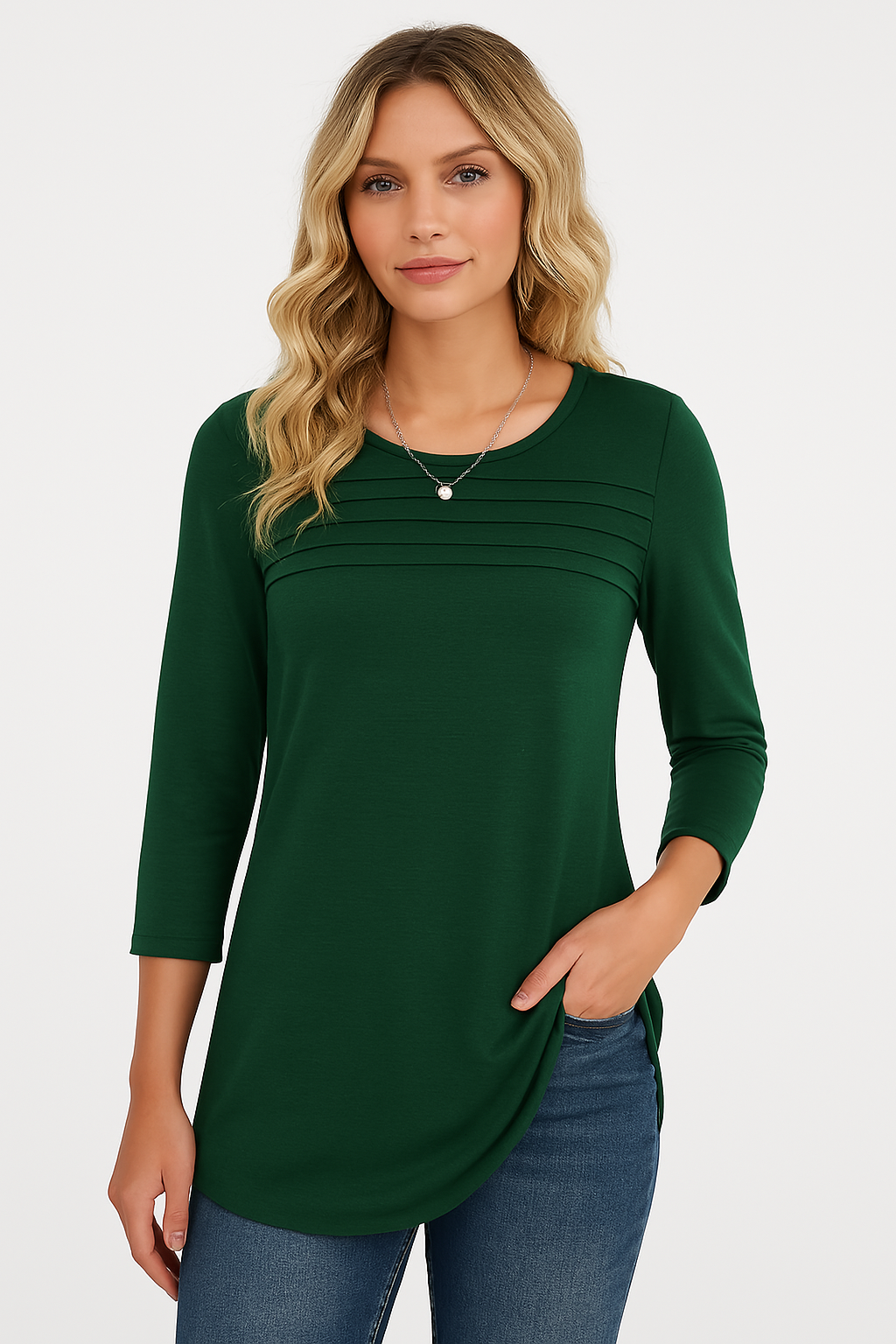 Grace & Jess | PLEATED FRONT 3/4 SLEEVE TOP