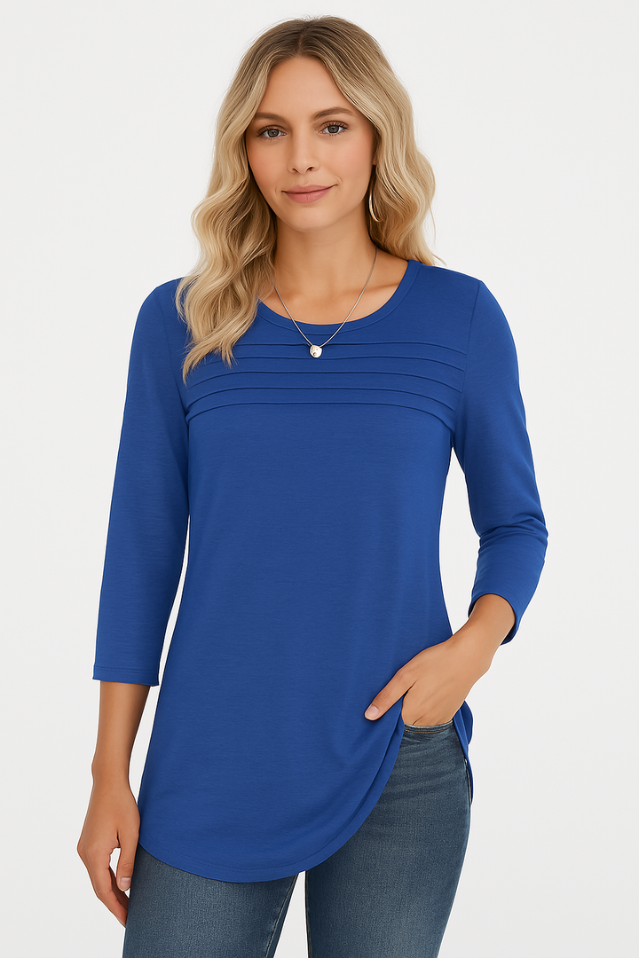 Grace & Jess | PLEATED FRONT 3/4 SLEEVE TOP