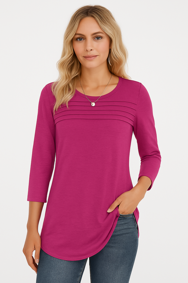 Grace & Jess | PLEATED FRONT 3/4 SLEEVE TOP
