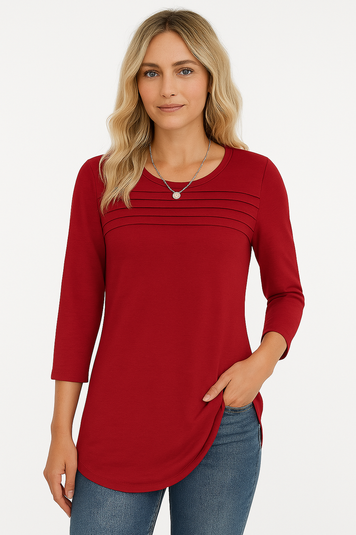 Grace & Jess | PLEATED FRONT 3/4 SLEEVE TOP