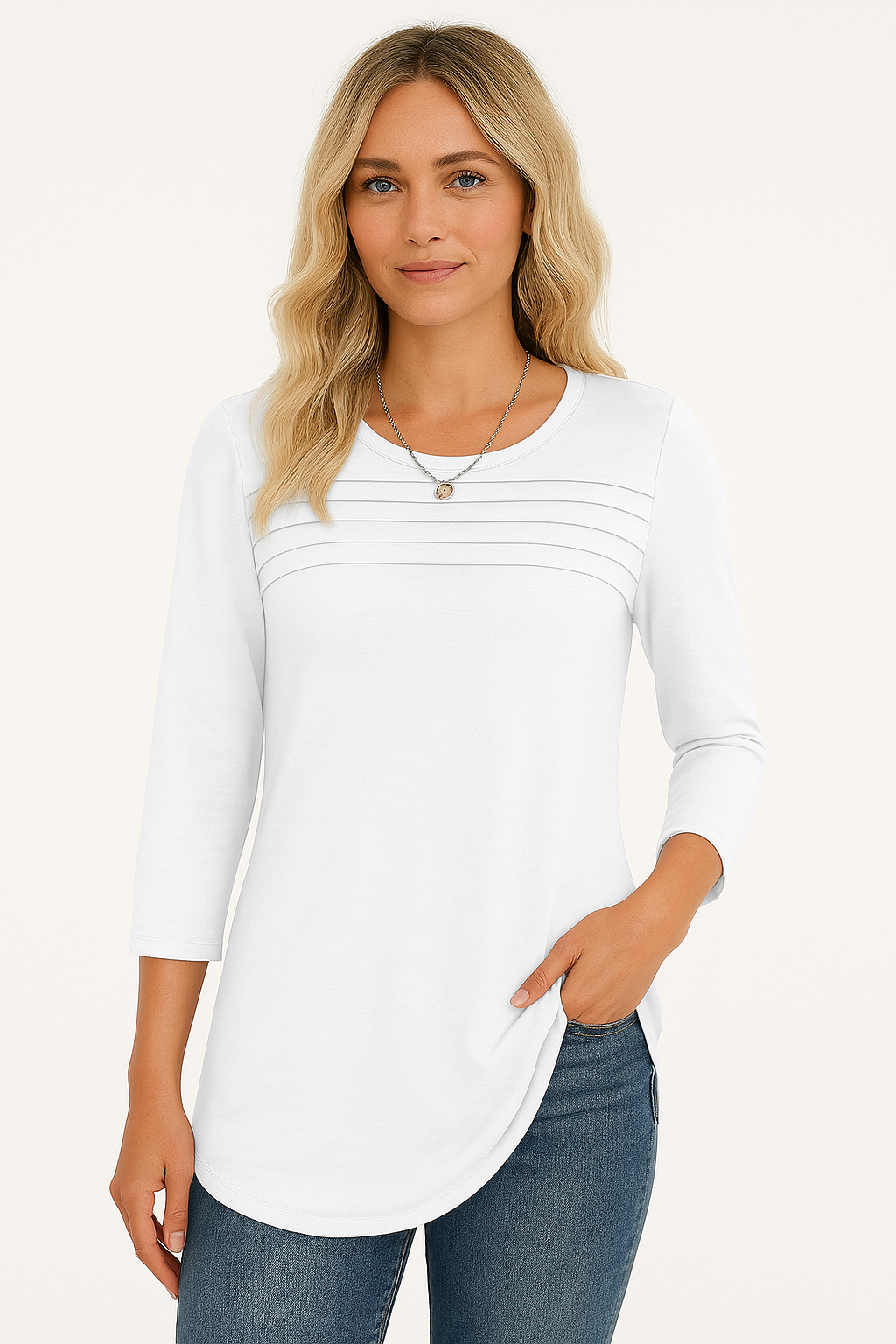 Grace & Jess | PLEATED FRONT 3/4 SLEEVE TOP