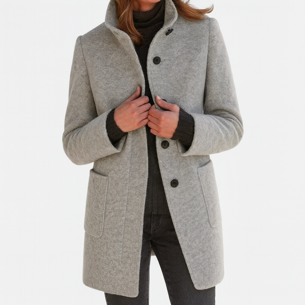 Freya | High Collar Jacket in Wool Blend